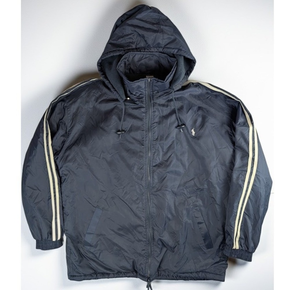 VTG Polo Ralph Lauren Navy Fleece Lined Track Jacket Men's L Made in USA  90's